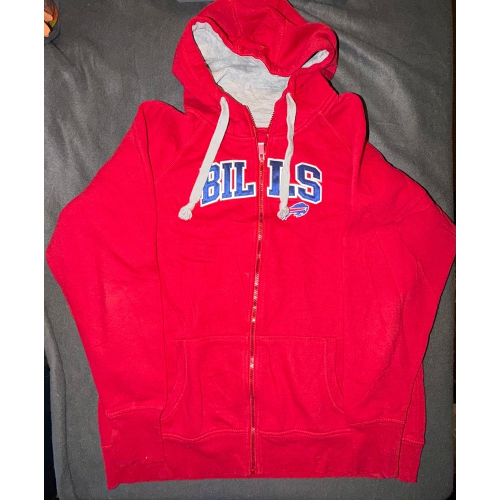 Antigua Buffalo Bills NFL Full Zip Hoodie Red Womens XL Embroidered Logo Fleece